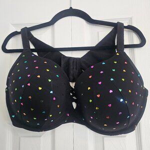 torrid push up bra 42DDD black rainbow hearts